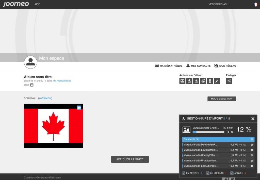 Upload sur Joomeo